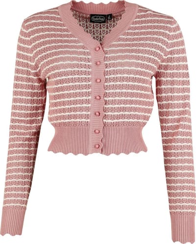 Voodoo Vixen Scallop-Patterned Vest Cardigan roze-wit M Viscose -