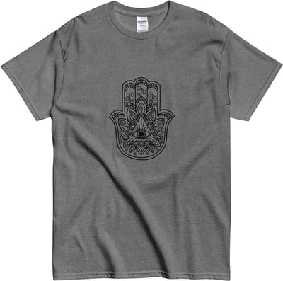 Beschermend Hamsa T-shirt - Minimalistisch Design - voor Vrouwen en Mannen - Grijs - S