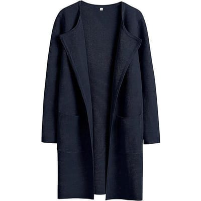 Herfst Winter Comfortabele vrijetijdsjas voor dames met polokraag, lange jas met rechte mouwen S black