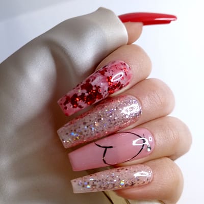 Nepnagels Valentijn - XL Coffin Press on Nails - Rode laknagels - SD Press on Nails - No. 149 Valentine - Luxe nagels