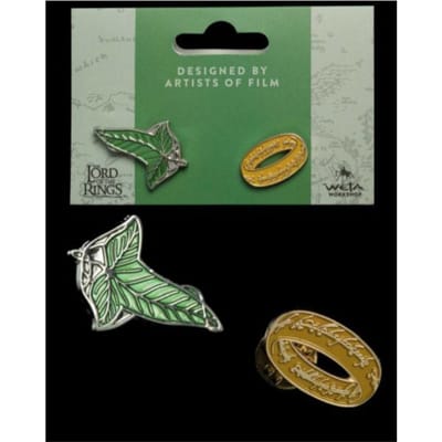 Weta Workshop Lord of the Rings Collectors Pins 2-Pack Elfen Leaf & One Ring
