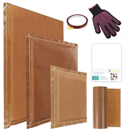 Transferset voor transferpersen - Compleet met Teflon kussens, plakband en handschoen