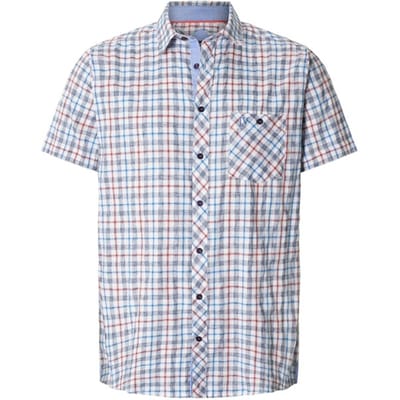 Jan Vanderstorm herren Overhemd Met Korte Mouwen - 43/44 - blauw - Plus Size