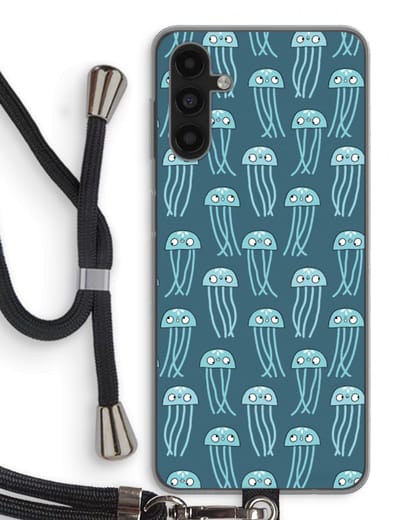 Case Company® - Hoesje met koord geschikt voor Samsung Galaxy A13 5G hoesje met Koord - Kwallie - Telefoonhoesje met Zwart Koord - Bescherming aan alle Kanten en Over de Schermrand