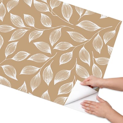 Coloray Meubel Wrap Folie - Beige Meubelfolie - 75x150 cm - Wrapfolie Keuken Bladrijke Harmonie - Decoratiefolie - Minimalist Meubelfolie - Meubel Wrap Folie - Woonkamer decoratie - Achtergronden en patronen