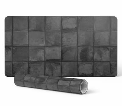 Vinyl bureauonderlegger met stijlvolle print van donkere retro tegels, 90x45 cm