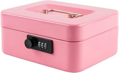 Metalen Spaarpot met Combinatieslot voor Kinderen en Volwassenen - Medium (Roze)