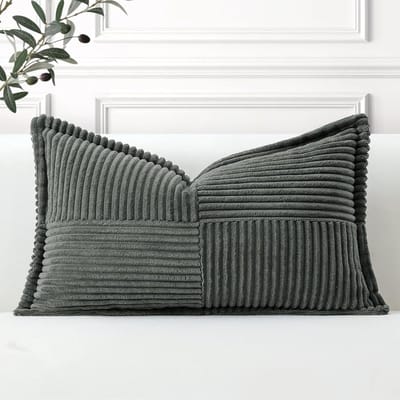 Kussenhoezen - Decoratieve hoezen - Bank decoreren - Zachte corduroy stof - 30 x 50 cm - Donkergrijs
