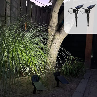 Solgaro® Solar Tuinverlichting Spotta - 2 Stuks - Tuinverlichting Op Zonne Energie - Warm en Koel Wit Licht - Tuinlamp - Tuinspot - Dag nacht sensor - Schijnwerper