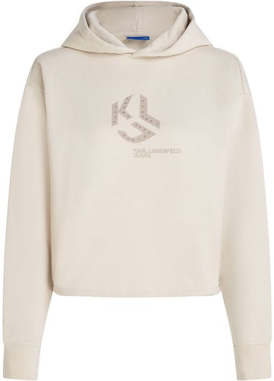 Karl Lagerfeld Jeans Studded Regular Fit Hoodie Beige XS Vrouw