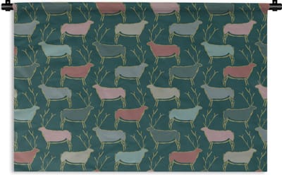 Wandkleed - Wanddoek - Patronen - Hert - Groen - 90x60 cm - Wandtapijt