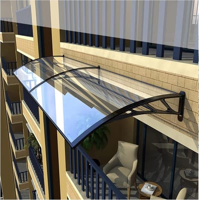 Polycarbonaat Cover Voordeur Outdoor Patio, Rain Shelter Voor Dual-Sided Anti-Uv50 +, Deurvenster Tuin Canopy, Sun Shade Window Awning, Black Hollow Sheet, Sun Shetter,60x260cm/24x102in