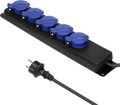 Orno Spatwaterdichte Stekkerdoos 5-voudig - 3m - 3x1,5qmm - Zwart