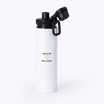 Hacebo® - I have no idea what I am doing waterfles met draaidop zwart - Quotes - geen idee wat ik doe - grappige tekst - quotes - verjaardagscadeau - verjaardag - cadeau - kado - geschenk - gift - water fles - 850ML