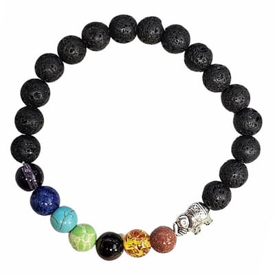 Fako Bijoux® - Boeddha Natuursteen Armband - Buddha Kralen Armband - Chakra Reiki - Olifant - Lavasteen