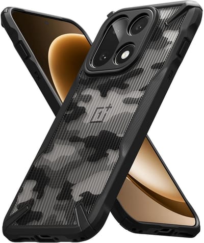 Ringke Fusion X | Hoesje Geschikt voor OnePlus 15 | Back Cover | Militaire Standaard | Camo Zwart