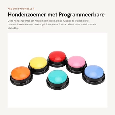 Dailygoods- Hondenzoemer Met Geluid - Programmeerbare Opname - 6 Stuks - Multifunctionele Apparatuur - Voor Honden/Katten - Huisdieren - Huisdiercommunicator