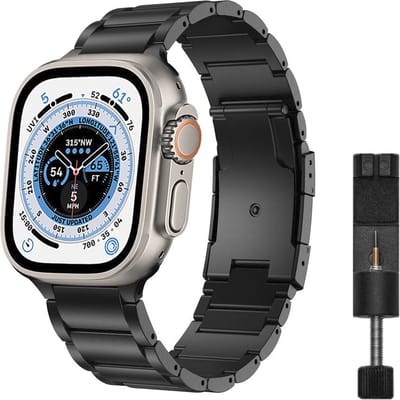 MY PROTECT - Luxe Metalen Titanium Bandje - Geschikt Voor Apple Watch Bandje - Series 1/2/3/4/5/6/7/8/9/10/SE - 38mm - 40mm - 41mm - 42mm - Zwart