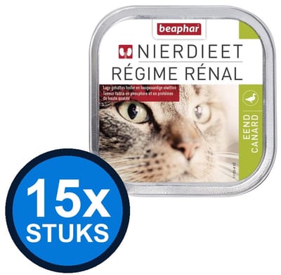 15x Beaphar - nierdieet kat eend 100gr - Kattenvoer Natvoer - 100 g