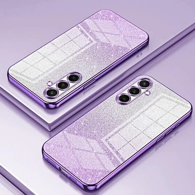 Hoesje geschikt voor Samsung Galaxy S25 FE - Phonesta Crystal Sparkle Glitter Silicone Back Cover - Paars