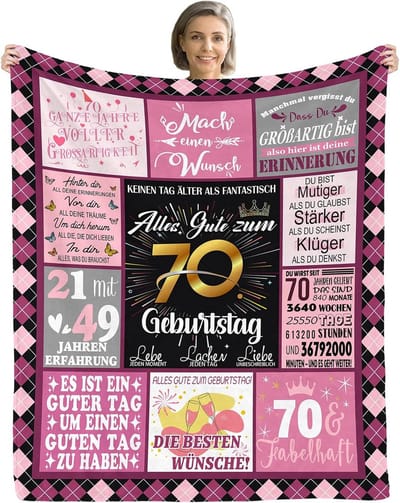 Luxe Verjaardagscadeau Deken 150x130cm voor 70e Verjaardag Vrouw of Oma