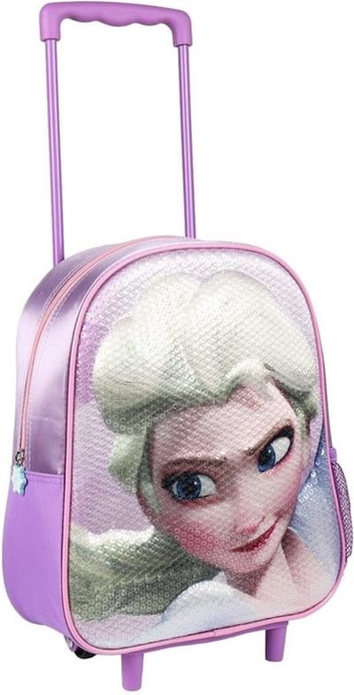 Paarse 3D Elsa Frozen weekendtas/trolley voor meisjes 31cm - Weekendtassen/reistassen/koffertjes voor kinderen