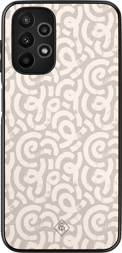 Casimoda® hoesje - Geschikt voor Samsung Galaxy A13 4G - Ivory Abstraction - Zwart TPU Backcover - Geometrisch patroon - Bruin/beige