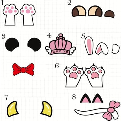 8 pièces, Autocollants de voiture, autocollants de carrosserie créatifs, oreilles de lapin mignonnes, queues de chat, autocollants de voiture décoratifs personnalisés, autocollants de voiture modifiés 8pcs