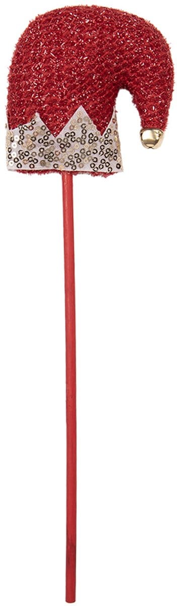 Clayre & Eef Kerstdecoratie Kerstmuts 9x2x34 cm Rood Hout