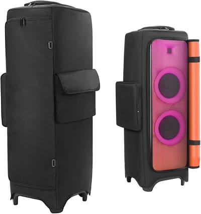 Draagtas voor Bescherming van Draagbare Speakers, Geschikt voor Buiten, Stof- en Schokbestendig met Meerdere Vakken, Zwart