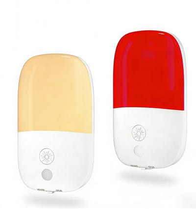 rood met 670 nm & 2500 K amber, dimbaar stopcontact licht met schemersensor, plug-in nachtlamp auto aan/uit voor baby, kinderkamer, badkamer, hal, 2 stuks