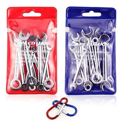Mini Moersleutelset - Metrische en SAE Steeksleutels met Opbergzakjes en Sleutelhangers
