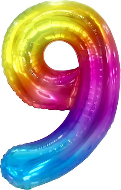 Reusachtige Regenboog Cijferballon 9 – 100 cm Verjaardag Decoratie – Voor Helium of Lucht