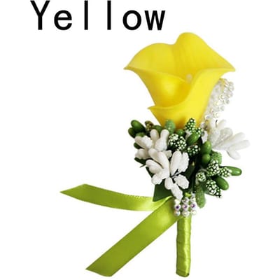 Bruidsjonker Kunstbloem Boutonnière Bruid Bruidegom Corsage Bes Bessen Broche Calla Clip-on Pak Corsages Bruiloft Feest Decoratie
