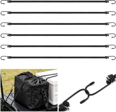Rubberen Spanners - Elastische Banden - Bagage Vastzetten - Met Haken - 80 cm - Zwart