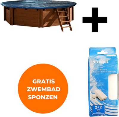 Interline winterafdekking Bali - Winterafdekking 4,40m 8 hoek - Voor alle houten zwembaden - Vertraagt verdamping - Verminderd verbruik chloor - Inclusief gratis zwembadspons