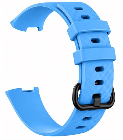Jumada's Siliconen Smartwatch bandje - Geschikt voor Fitbit Charge 3 & 4 - Blauw - Zwarte Gesp - Maat S/M