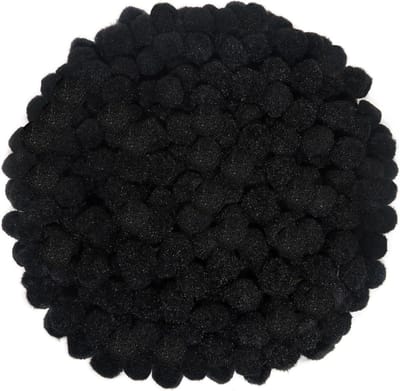 JHUBERS- Pompons 300 Stuks - Zwarte Pompons - Pluizige Decoratie - Knutsel Pompons - Versiering Verjaardag - Diameter 2 cm - Knutselpompons