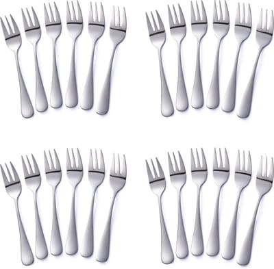 Alheco 24 gebaksvorkjes - RVS - Kleine vorkjes set - Zilver