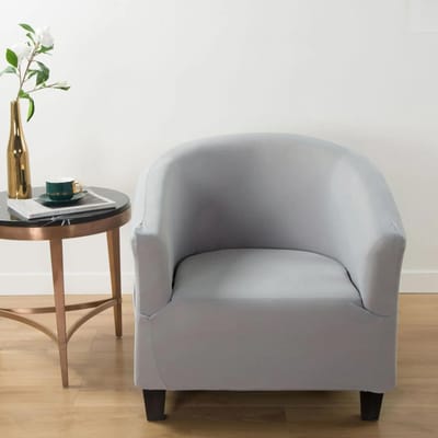 Elastische All Inclusive Enkele Halve Ronde Fauteuil Sofahoes Verwijderbare Bankhoes voor Club Counter Woonkamer Receptie Univesal gray