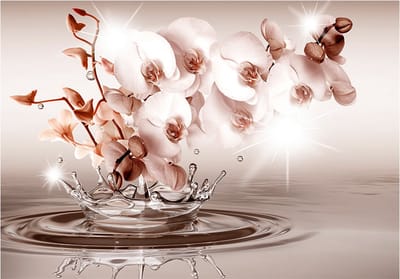 Fotobehangkoning - Behang - Vliesbehang - Fotobehang - Touch of Tenderness - Bloemen - Spa - Wellness - 300 x 210 cm