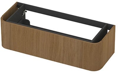 INK - Afgeronde Onderkast Fineer 1 Lade Softclose met Gefreesd Front Tbv Grepen - 1200x450x350 Mm - Light Veneer