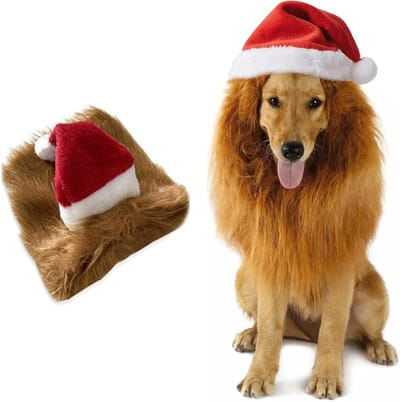 Kerstkostuum voor Honden en Katten, Verstelbare Leeuwenkap voor Feestdagen en Feestjes, Dierenaccessoires voor Kerstmis