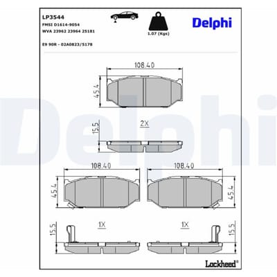 Remblokkenset, schijfrem DELPHI LP3544