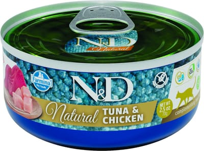 N&D Natural natvoeding voor de kat Tonijn met Kip 70 gr. - per 24 stuks