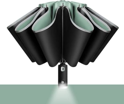 Nivard Moderne Stormparaplu - Windproof Paraplu - Stormproef - Opvouwbaar - Zaklamp - Automatisch Uitklapbaar - Umbrella - Groen