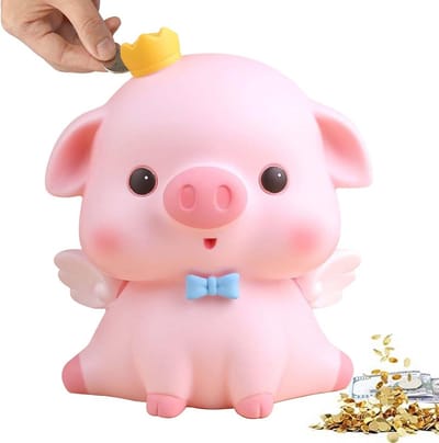 Spaarpot Varken - Geldkistje Kinderen - Leren Sparen - Onbreekbaar Materiaal - 11 cm - Roze