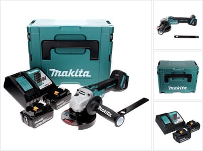 Makita DGA 506 RGJ accu haakse slijper 18 V 125 mm borstelloos + 2x accu 6.0 Ah + lader + Makpac