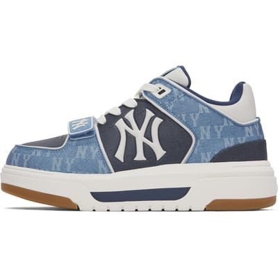 MLB Chunky Liner Synthetisch Leer Vintage Denim Hoge Sneakers Kleurblok Dikke Zool Casual Schoenen Unisex Sneakers Blauw 3ASXCHL4N-50BLS 36.5 gray