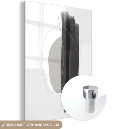 MuchoWow® Glasschilderij 120x160 cm - Schilderij acrylglas - Abstract - Verf - Minimalisme - Foto op glas - Schilderijen